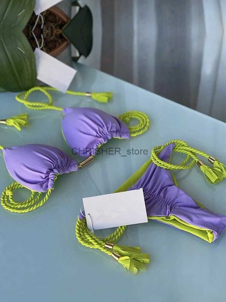 Conjunto de biquínis ruotongsept sexy brasileiro trançado corda maiô feminino banho 2023 micro biquinis conjunto triângulo praia nadar biquinis maiô l231225