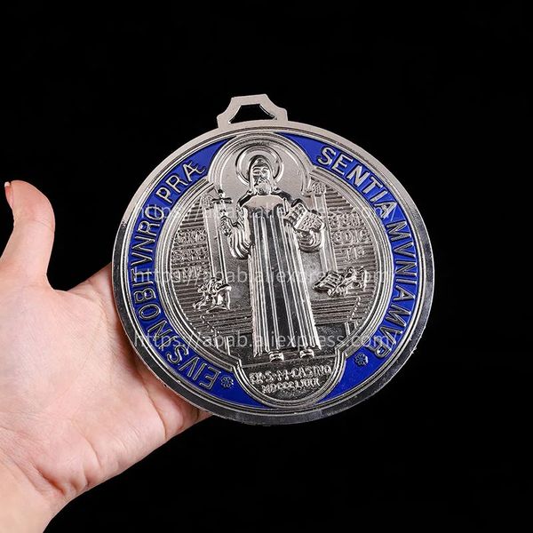 Medalha extra grande de São Benito joias de alta qualidade grande prêmio religioso de São Bento redondo 125mm 231225