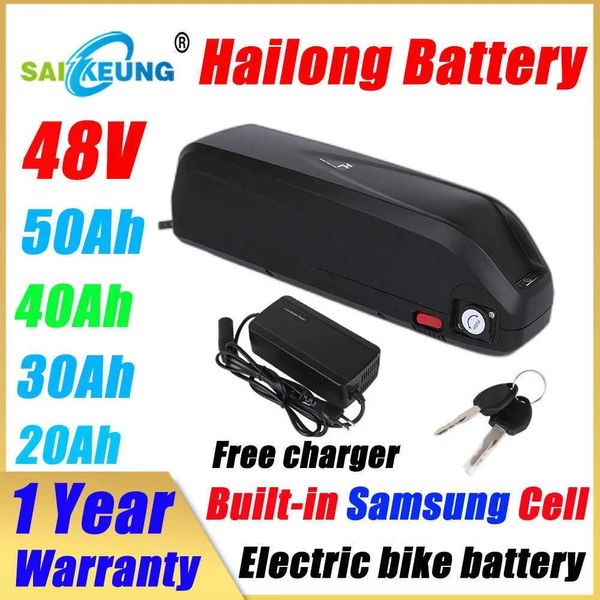 Baterias Hailong Bicicleta Elétrica Bateria 48v 20ah 15ah 20ah 30ah 40ah 50ah Bafang 500w 1000W 2000W E Bike Accu 13s5p Bateria de íon de lítio