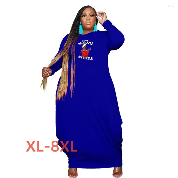 Vestidos de tamanho grande 4xl 5xl 6xl 7xl 8xl formal para mulheres impressão de Natal maxi vestidos para mujer bohemian retro noite