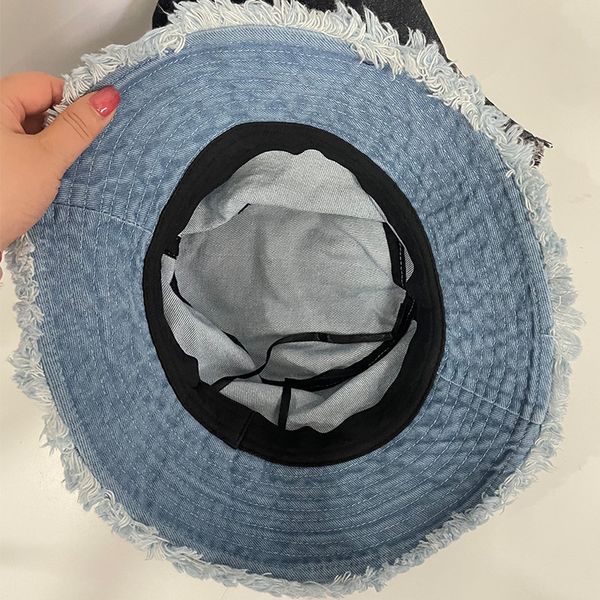 Güneşlik açık şapkalar kova kadınlar geniş tasarımcı ağzı sert şapka moda gorras yivli denim kapaklar s