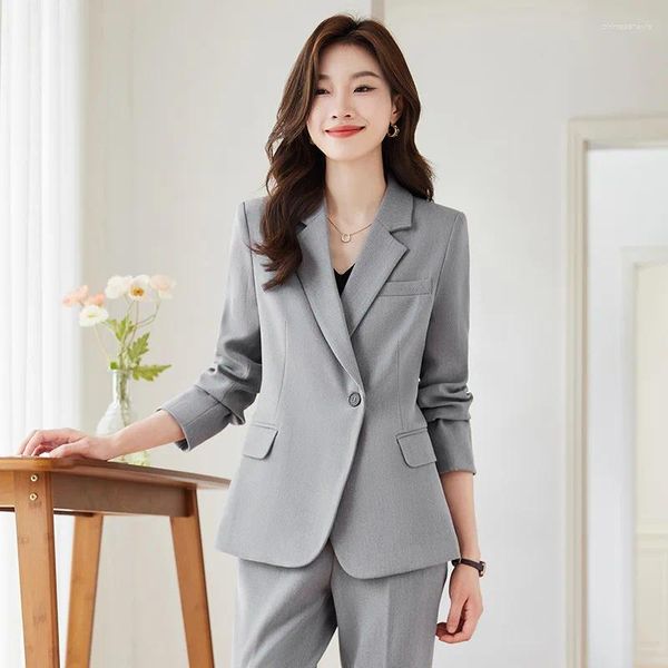 Женские брюки с двумя частями формальные брюки женская бизнес -работа носить элегантные блейзеры Осенний зимний офис.