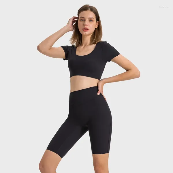 Aktive Shorts Frauen, die hohe Taille Yogamhosen -Training -Fitness -Sports -Sport -Hälfte Outdoor -Übungs -Knielänge mittelgroße Leggings