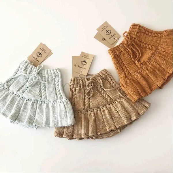 Saias tricotadas Roupas de bebê 2023 Autumn Winter Kids Girl shorts Cotton Ruffle Infantil Salia para a menina