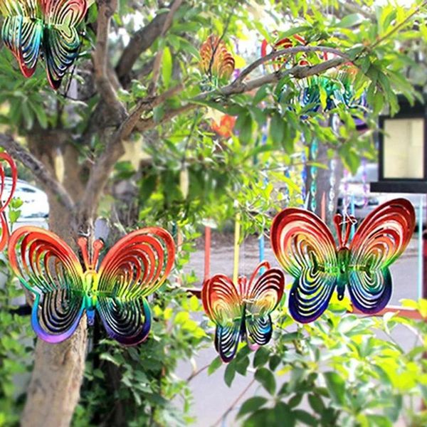 Декоративные фигурки бабочка металлическая ветер 3D висящая отражающая птица для двора и ловцов сада патио