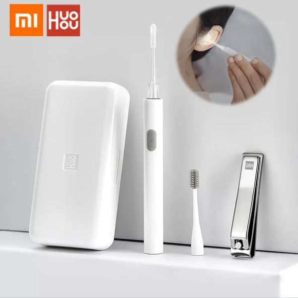 Steuerung Xiaomi Huohou LED Tragbares Ohrnagel -Nagel -Kit mit Reisekasten aus Edelstahlnagel Cutter USB -Lade -Ohrlöffel Reinigungswerkzeug