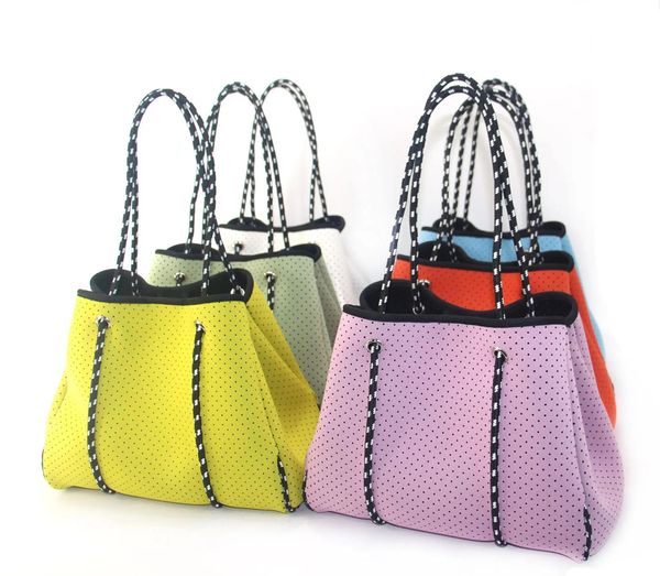 Bolsas de neoprene casual de grande capacidade para bolsas de cor sólida femininas bolsas de ombro à prova d'água bolsas de senhora de verão viagens de bolsa de praia big2022