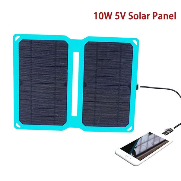 Accessori Kit pannello solare pieghevole da 10 W Pannello solare USB 5 V Celle Power Bank Batteria solare impermeabile per caricabatterie da campeggio all'aperto