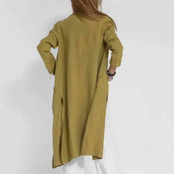 Giacche da donna split hem cappotto versatile in stile bavaglio lungo chiusura a doppio pulsante traspirante per le stagioni di primavera autunno