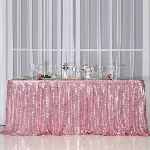 Saia de mesa retangular capa glitter lantejoulas para casamento natal aniversário festa acessórios decoração para casa 231225