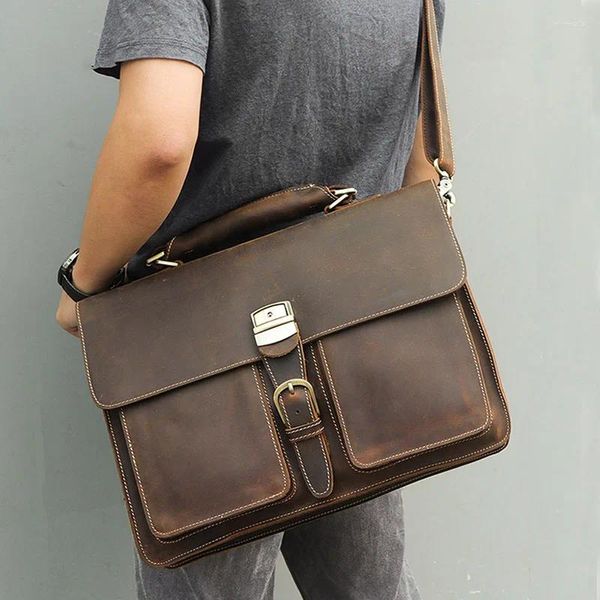 Портфели мужской подлинный кожаный портфель 15 -дюймовый ноутбук сумочка настиль