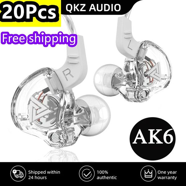 Fones de ouvido 10/20 pçs qkz ak6 original alta fidelidade esporte fones para vip atacado música com caixa varejo microfone esporte