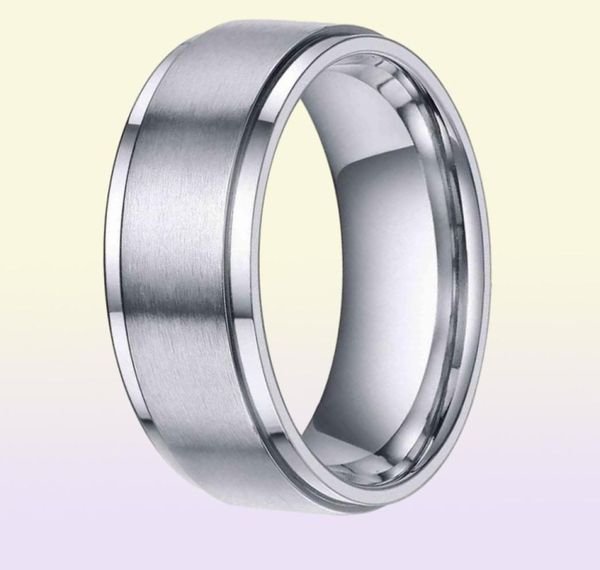 Tigrade 68mm cor prata anel de carboneto de tungstênio masculino preto escovado aliança de casamento masculino anéis de noivado para mulheres moda bague6705066