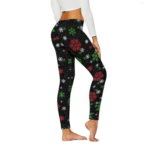 Leggings femminili comodi per le donne modelli natalizi casual ad alta vita con stampato floreale che gestisce pantaloni di fitness quotidiano