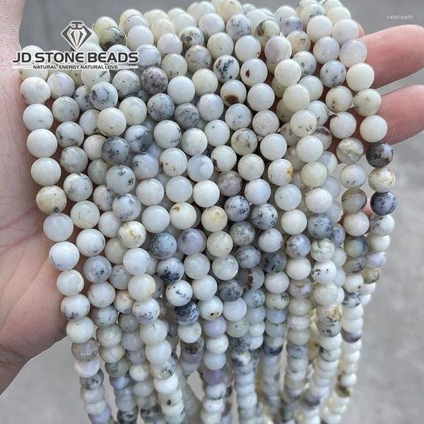 Pietre preziose sciolte Perle di opale bianco naturale Distanziatore rotondo per la creazione di gioielli 15 
