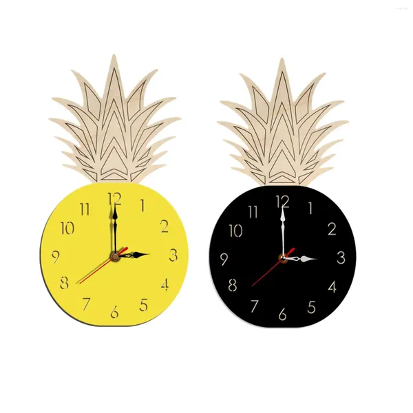 Wanduhren Ananas Uhr Stummer nordischer Stil moderner Cartoon Hanging Decor für Kinderzimmer Küchen Schlafzimmer Wohnhaus leben zu Hause