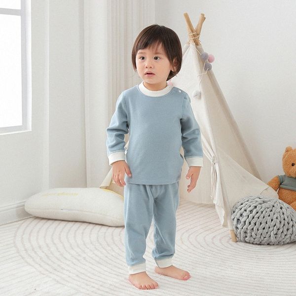 Bebek Giyim Setleri Sıcak iç çamaşırı Seti Toddler Kıyafetler Kırmızı Mavi Çocuk Takip Sevimli Kış Pijamaları ve Pantolon 2 PCCS Sport Suit Moda Çocuk Kıyafetleri Q3XA#