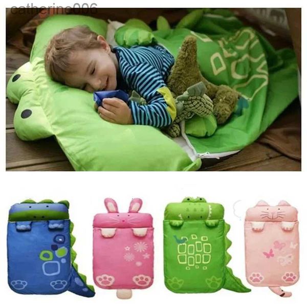 Sacos de dormir para crianças ao ar livre saco de dormir dos desenhos animados bonito dinossauro criança tenda de viagem quente e à prova de umidade portátil saco de dormir para bebêsL231225