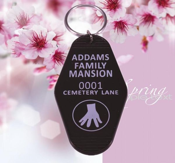 Addams Aile Konağı Çarşamba Scoobydoo Filmler Şey Morticia Black Motel El Oda Anahtar Etiketi Yüzük Fob Spooky Keychain Keychain4860245