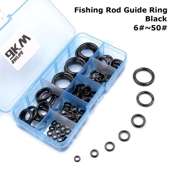 Canne da pesca Guide per canne da pesca Anello 10 pezzi ~ 100 pezzi Anello guida in ceramica resistente all'usura Kit di ricambio per riparazione asta Anello in alconite Nero 6 mm ~ 47,3 mm