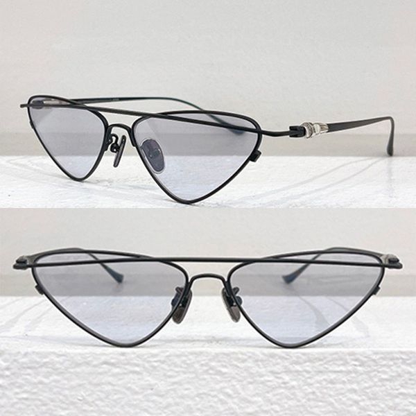 Unregelmäßige Cat-Eye-Sonnenbrille aus Metall, umgekehrter Dreiecksrahmen aus Metall mit ikonischem Logo an den Schläfen, schmale Beine, 8255, luxuriöse und elegante Herren- und Damenbrille