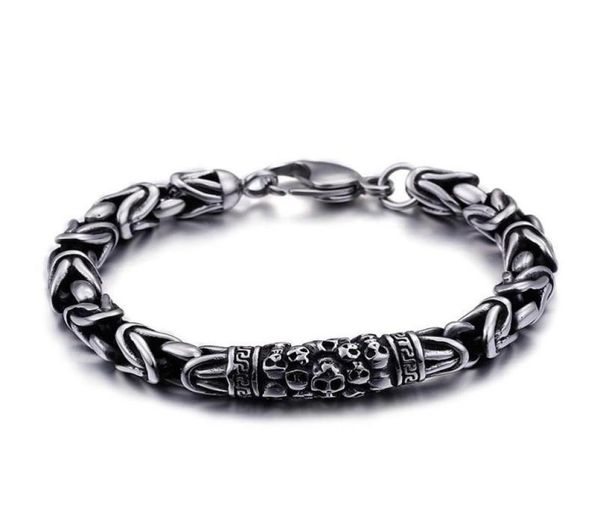 Catena a maglie moda stile vintage braccialetto vichingo polso argento colore fascino teschio per gioielli da uomo1491515