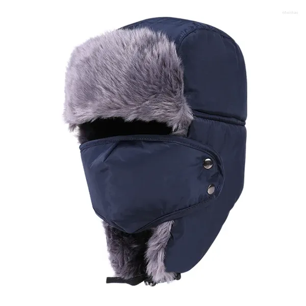 Beretti Cappelli da pelliccia invernale maschile Ushanka Earflap Outdoor Mantieni caldi berretti da neve da donna Cap Face Mask Cycling Hat Ski