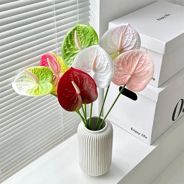 Dekorative Blumen 1pc 3d künstliche Anthurium gefälschte Einstamm Hochzeit Home Dekoration Simulation Real Touch Blume