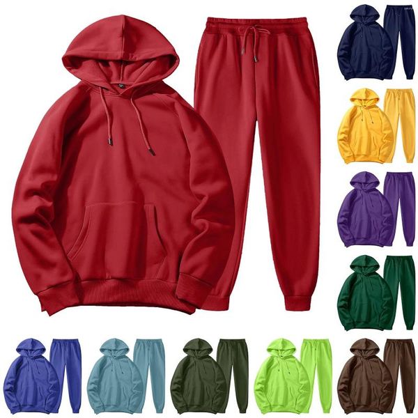 Herrenhosen 10 Farben Männer Anzug Hoodie mit zwei Teilen Set Lastwagen Freizeit Winter Fleece Kapuzenhemden Sweatshirt Pullover Jogginghose