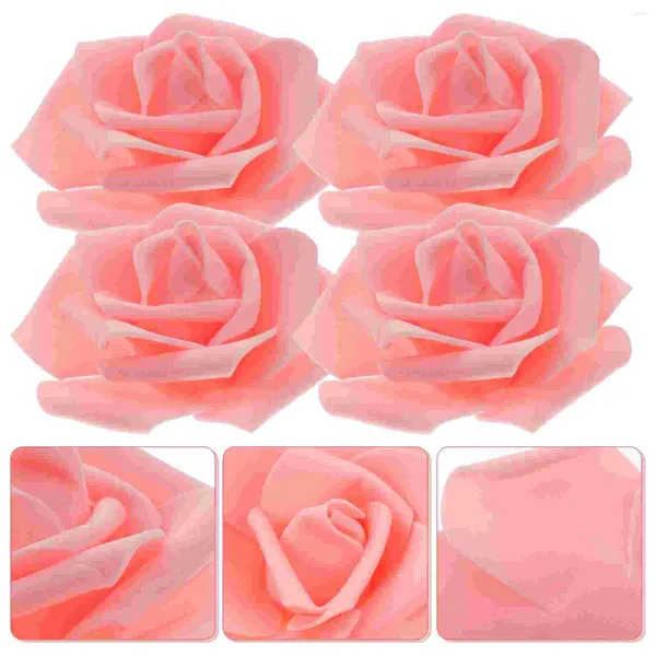 Dekorative Blumen 100pcs künstlicher Rosenkopf gefälschte rosa Fauxblumenhandwerk machen Dekoration