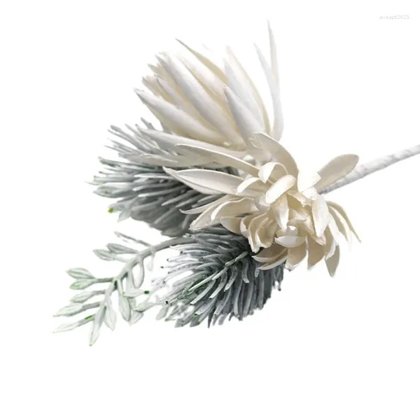 Dekoratif çiçekler yapay beyaz çam iğnesi doğal Noel düğünü ekle