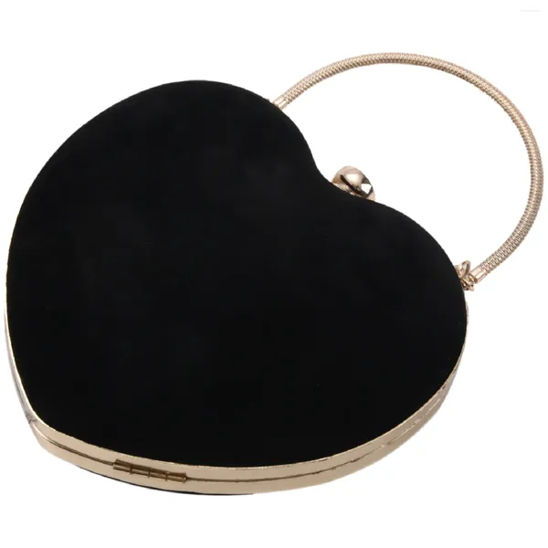 Вечерние сумки в форме сердца алмазы Женщины цепные кошельки на плечах дневной кошелек для вечеринки (черный)