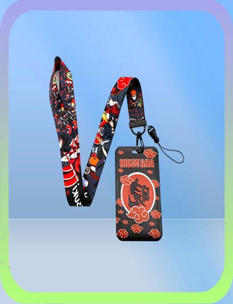 5pcsset anime red cloud lanyard credit locder держатель значков ключевые кольца Студент Студент Женщины туристические банк.