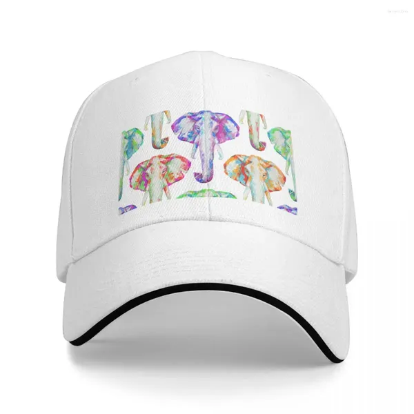 Caps de bola Padrão de petróleo de elefantes pintura de retrato em tons multicoloridos. Baseball Cap Gentleman Hat Boonie chapé os homens femininos