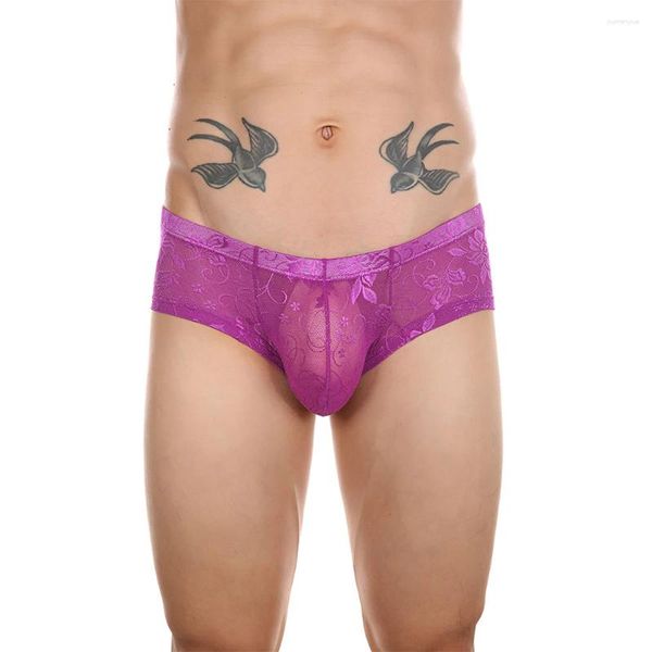 Underpants Men Sexy Lace Small Boxer Penis Cash Mintee Sissy trasparente Underpant Lingerie Gay Underwear Stremo Bulge Slipoli