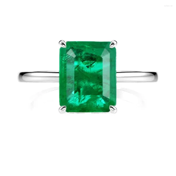Anelli a grappolo Shop Solid 925 Sterling Silver 4 Emerald ad alto diamante di carbonio per donne Fillaggio di fidanzamento Regalo di gioielli