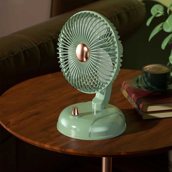 Elektrik Fanları Retro Mini Fan Type-C Şarj edilebilir Taşınabilir Fan Salınan Kafa Masa Sessiz El Taşıyıcı Sessiz Soğutma Fanları Dış Mekan YQ231225