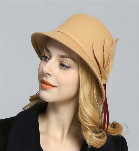 Mais baixo em mulheres feltro vintage borla senhoras lã fedora chapéu balde chapéus 6 cores sombrero mujer 20207319991