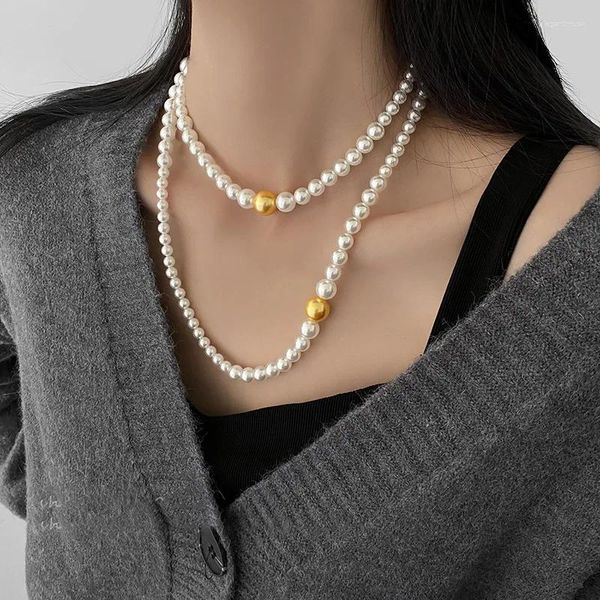 Collane a sospensione collana di perla irregolare di lusso a strati francese a lungo ed elegante gioielli al collo all'ingrosso