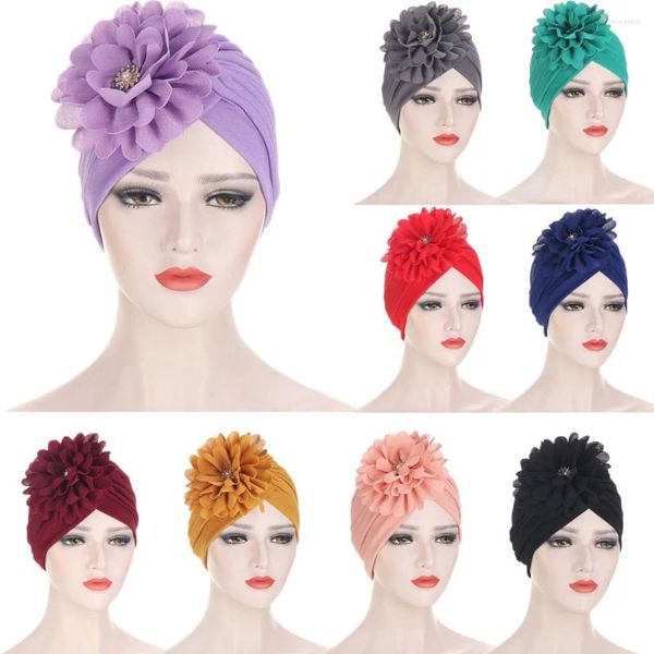 Ethnische Kleidung Blume Frauen Muslim Hijab Chemo Cap Underzarkarf Araber Motorhaarverlust Hut Krebs Beanies Turbant Headwrap Cover