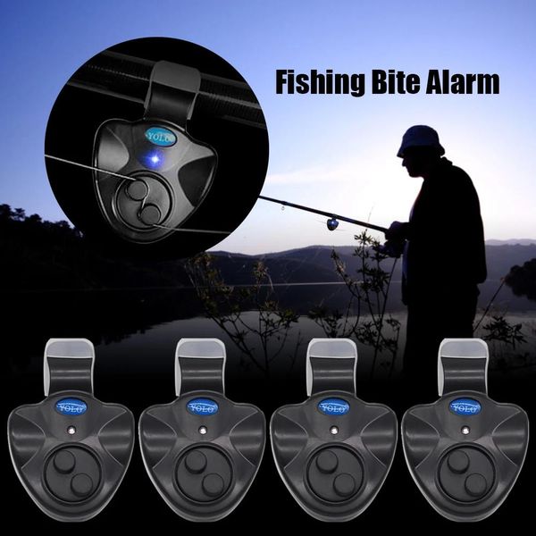 Aksesuarlar 2/4/12pcs Elektronik balıkçılık ısırığı alarmı w ses LED Işıklar Göstergesi Balık ısırık alarmları buzzer yüksek sesle siren gündüz gece göstergesi