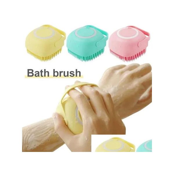 Щетки для ванны, губки Скрубберы Baby Sile Bath Mas Brush Adt Pet Head Masr Наполнитель Жидкость для протирки Артефакт Masador 828 Прямая доставка Dhhcn