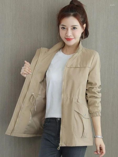 Jackets femininos Autumn Winter Women Coats Double Camada Windbreaker casual Casual Moda de tamanho grande 4xl Stand-up colar