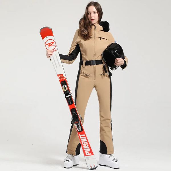 2024 Kış kayak elbisesi kalınlaşmış termal tulumlar snowboard ceket tulumları ince montaj kayak seti rüzgar geçirmez su geçirmez 231220