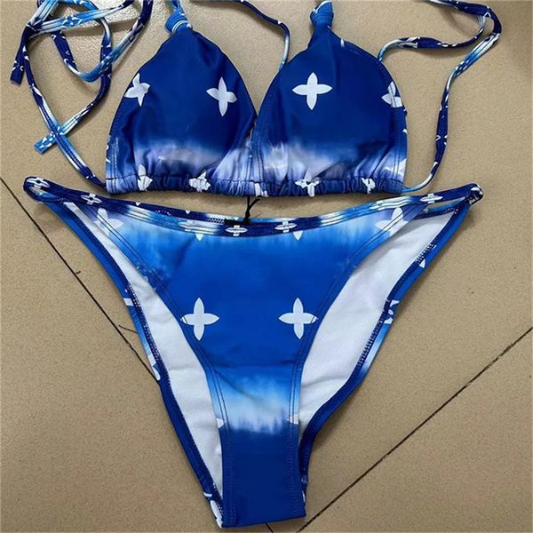 Tasarımcı Mayo Kadınlar Vintage Thong Bayan Bikini Setleri Mayo Baskı Mayo Takımları Yaz Plajı Giyim Yüzme Takımı S-XL