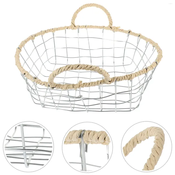 Geschirr-Sets Hamper Aufbewahrungskorb Desktop Brot Servieren Eisendraht Obst Haltetablett Metall Snack