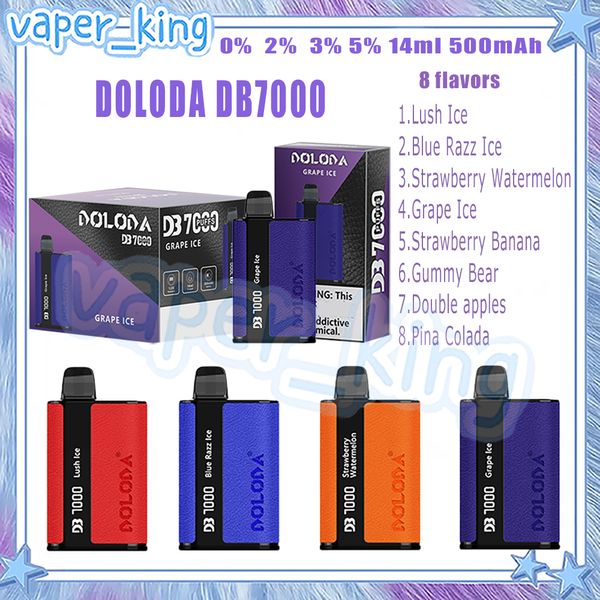 Entrega rápida DOLODA DB7000 Puffs E Cigarros Descartáveis Bobina de Malha 14ml Pod 500 mAh Bateria Eletrônico Cigs Puffs 7K 0% 2% 3% 5% 8 Sabores Vape Pen A Melhor Escolha do Cliente