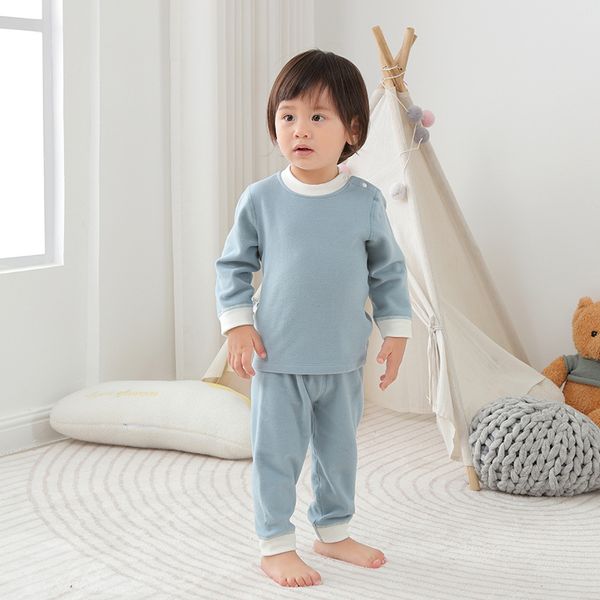 Bebek Giyim Setleri Sıcak iç çamaşırı Seti Toddler Kıyafetler Kırmızı Mavi Çocuk Takip Sevimli Kış Pijamaları ve Pantolon 2 PCCS Sport Suit Moda Çocuk Kıyafetleri 0-3 yıl