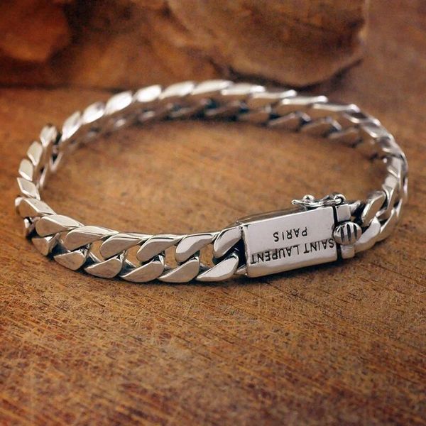 Bracciale in argento 925 retrò semplice punk nudo da uomo con catena a forma di frusta, festa di coppia 231225