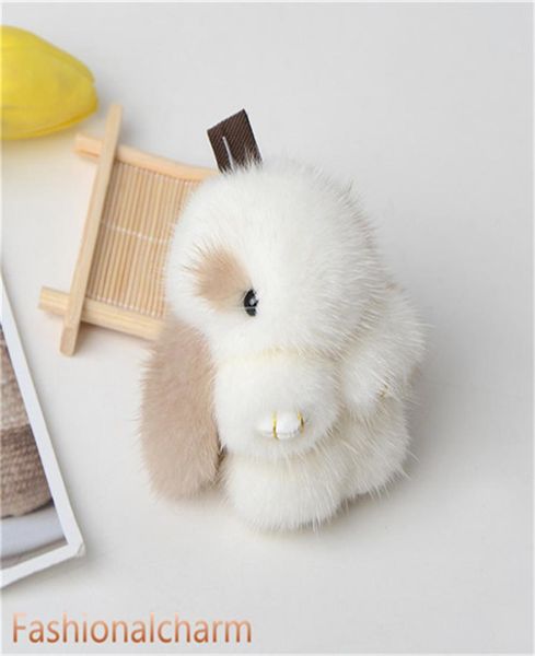 8cm Real Fur Rabbit Bunny Toy Bag Charm Chain Chain Chairing Acessórios